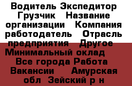 Водитель-Экспедитор-Грузчик › Название организации ­ Компания-работодатель › Отрасль предприятия ­ Другое › Минимальный оклад ­ 1 - Все города Работа » Вакансии   . Амурская обл.,Зейский р-н